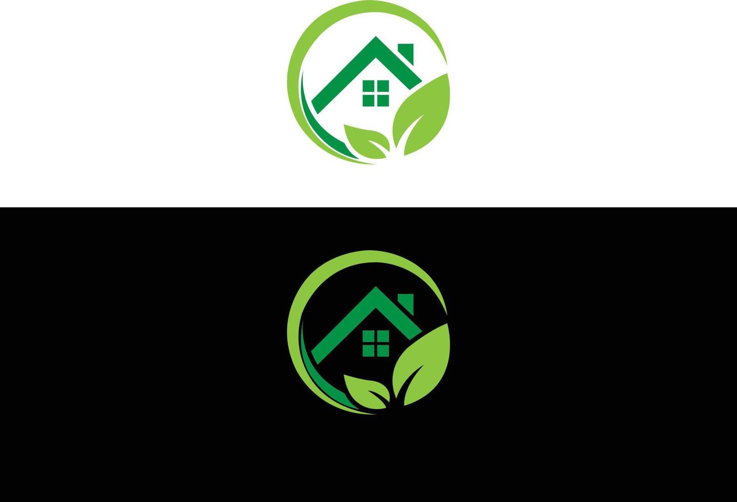 logo de maison de feuille verte et modèle de vecteur de concept de conception d'icône.