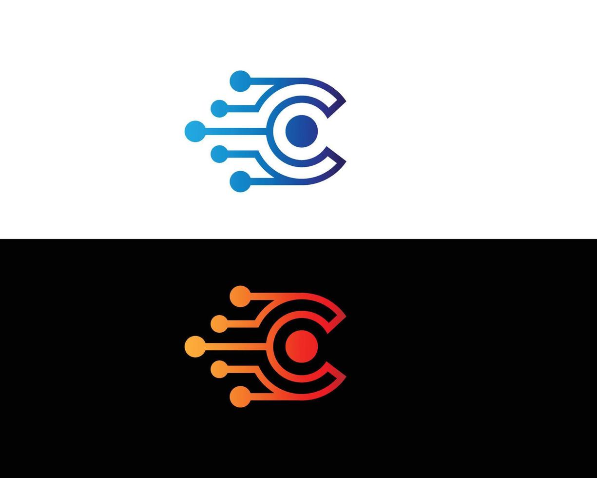 modèle de symbole de conception de logo technologie lettre c. vecteur