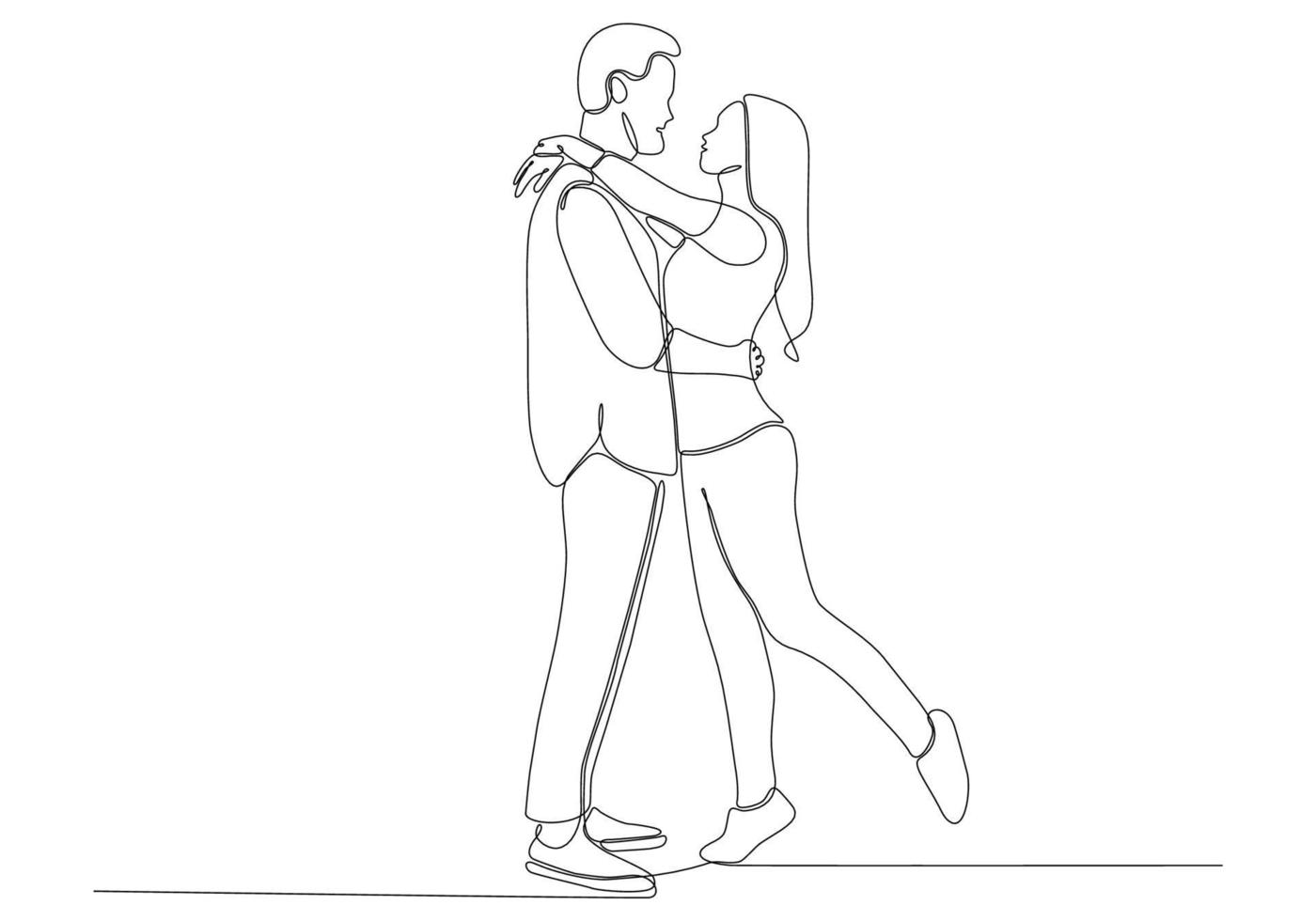 un dessin au trait étreignant un couple vecteur