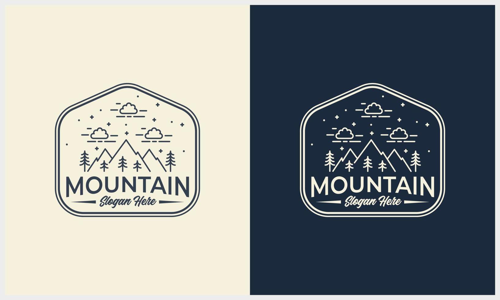 ligne art insigne montagne et paysage illustration logo concept modèle vecteur