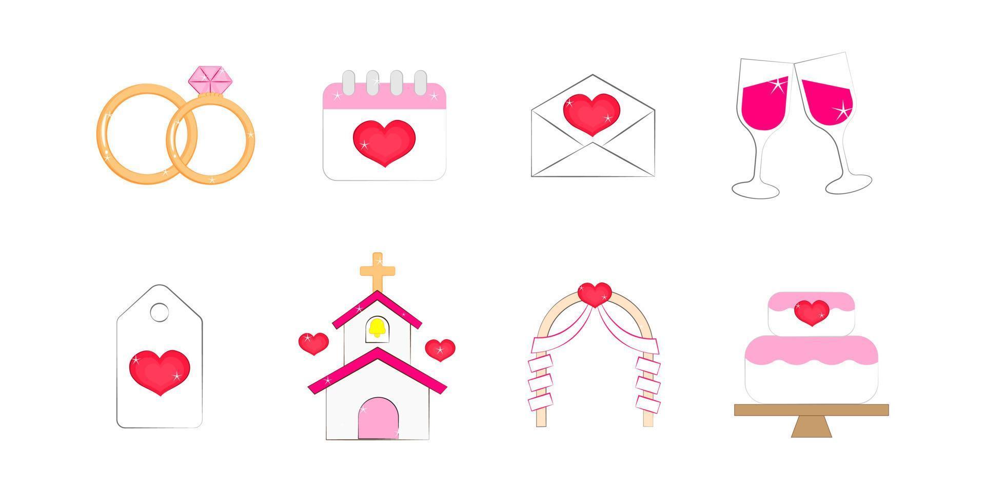 icônes de mariage illustration vectorielle vecteur