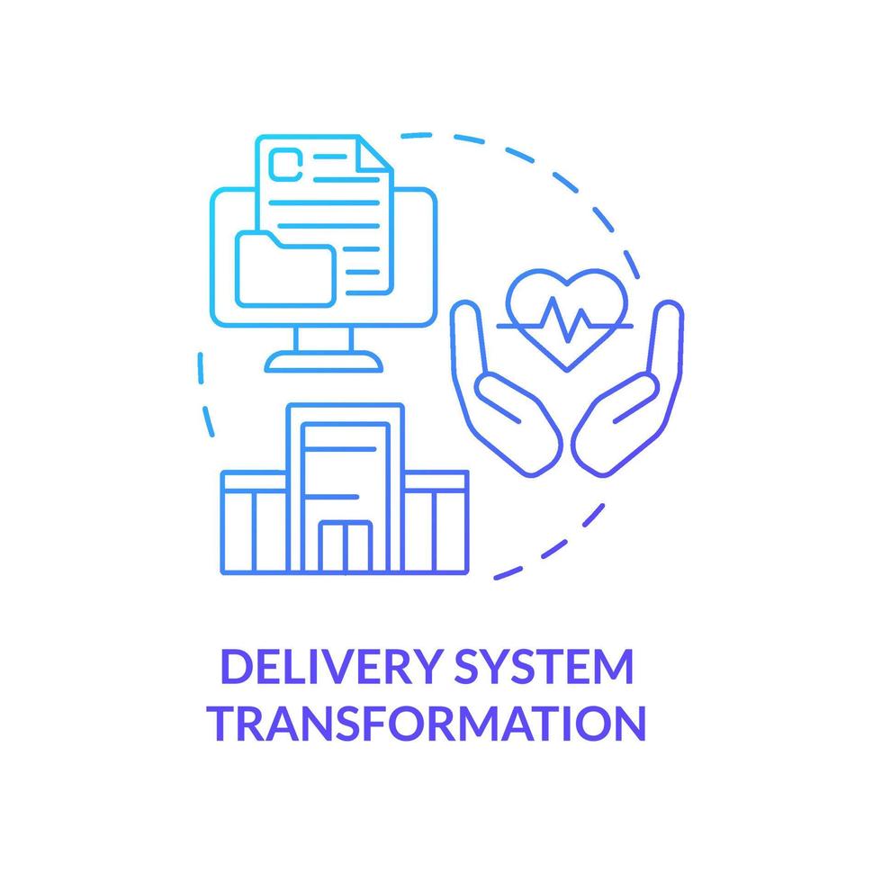 icône de concept de dégradé bleu de transformation du système de livraison. illustration de ligne mince d'idée abstraite de problème de santé. avenir de la médecine. dessin de contour isolé. vecteur