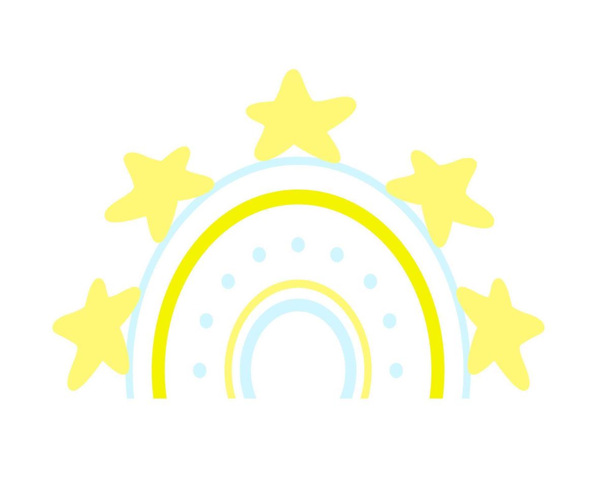 icône arc-en-ciel avec illustration de doodle isolé d'étoiles, élément de conception de pépinière coloré dans un style scandinave. impression d'affiche d'art mural. vecteur