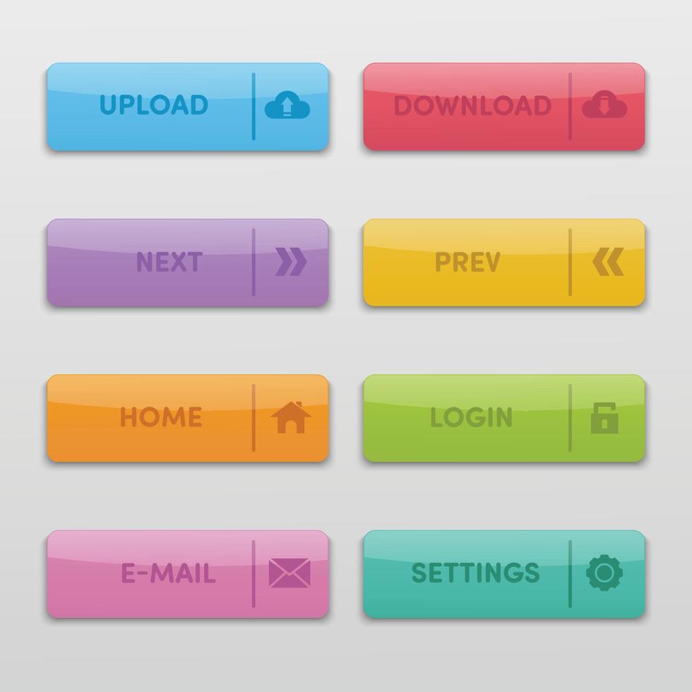 vecteur défini des boutons colorés pour la conception web.
