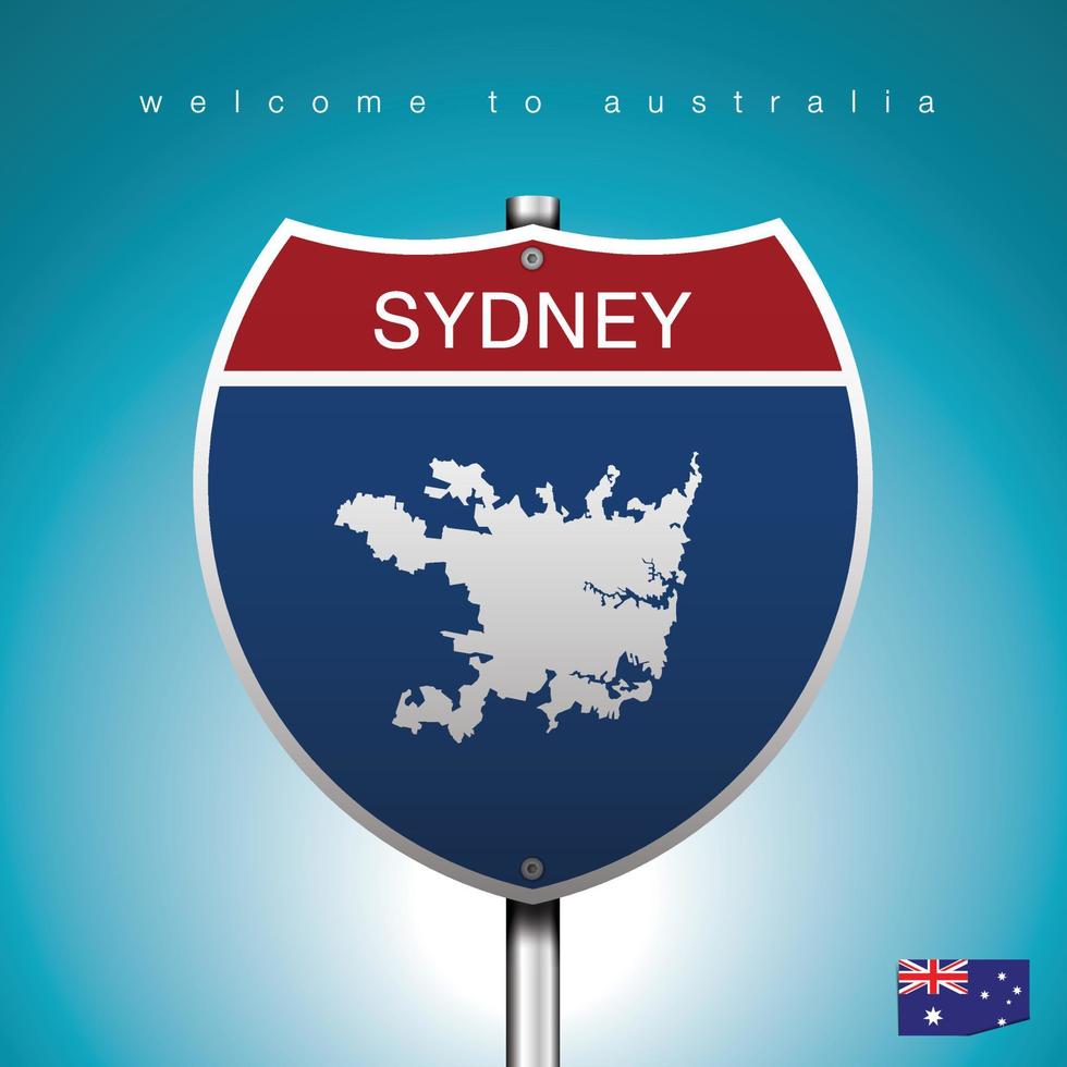 l'étiquette de la ville et la carte de l'australie dans le style des signes américains. vecteur