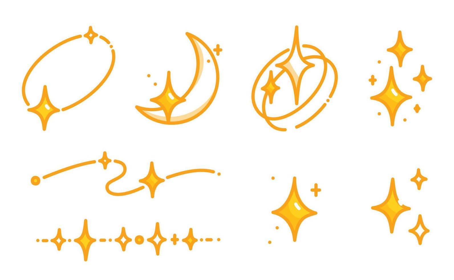 étoile dorée scintillante constellation kawaii doodle illustration vectorielle plane vecteur