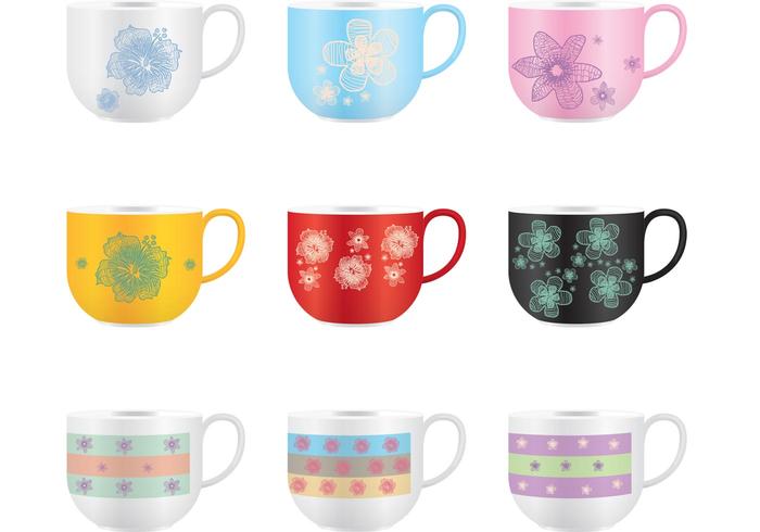 Tasses de vecteur de fleur de Polynésie