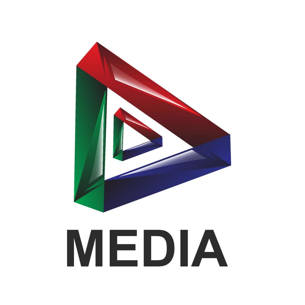 Modèle de logo triangle 3d - vecteur de logo vidéo