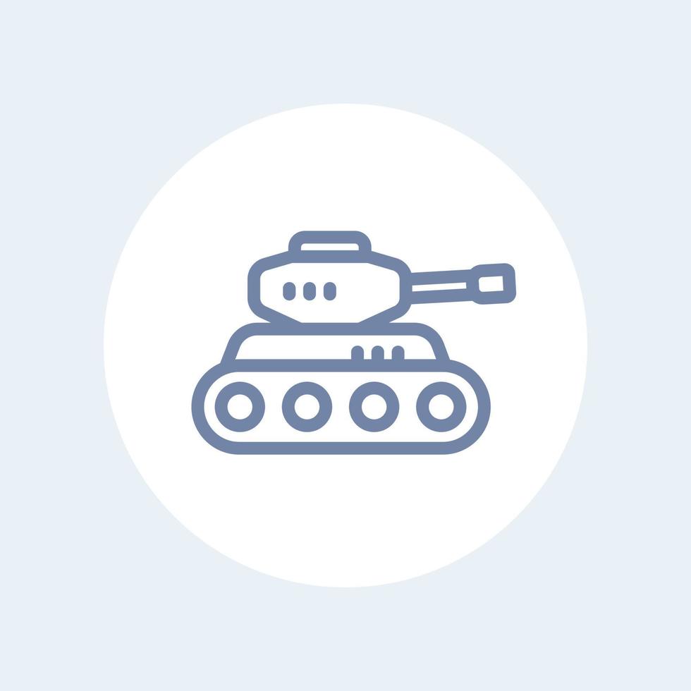 icône de ligne de char de combat isolée sur blanc vecteur