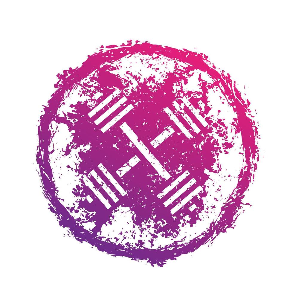 emblème grunge, imprimé avec des haltères sur blanc, illustration vectorielle vecteur