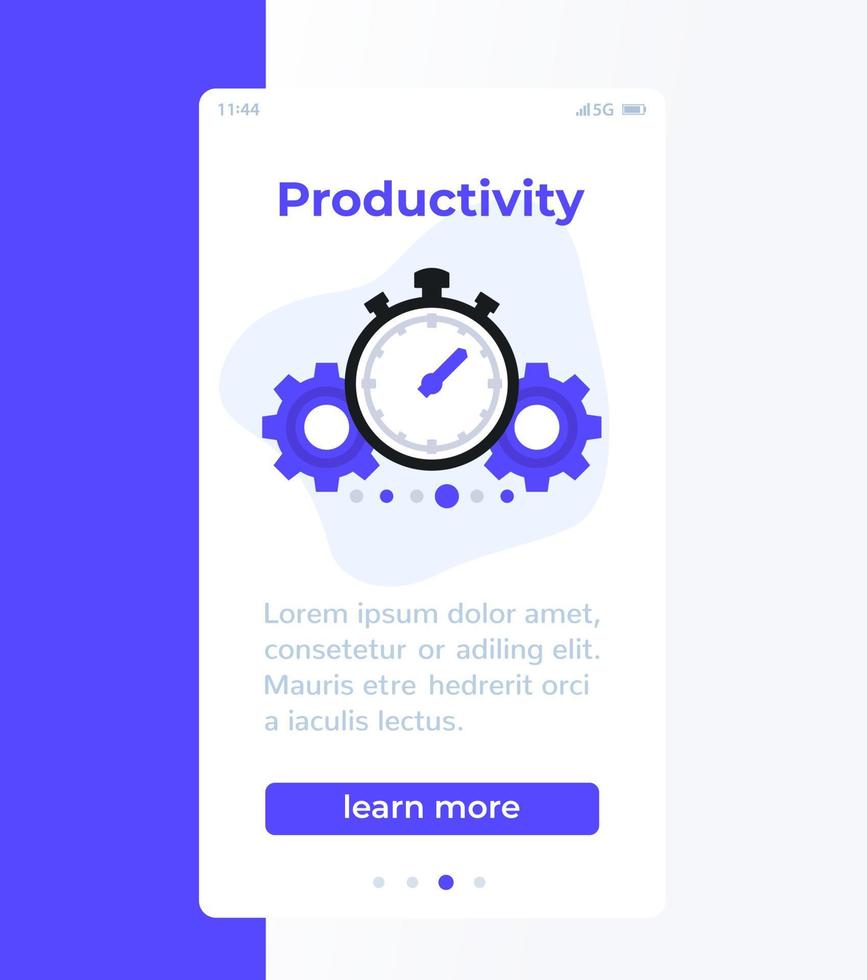 bannière mobile de productivité avec icône vectorielle vecteur