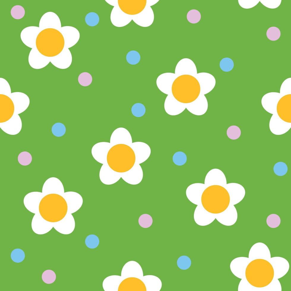 motif d'été lumineux avec marguerites et confettis sur fond vert. illustration vectorielle minimaliste vecteur