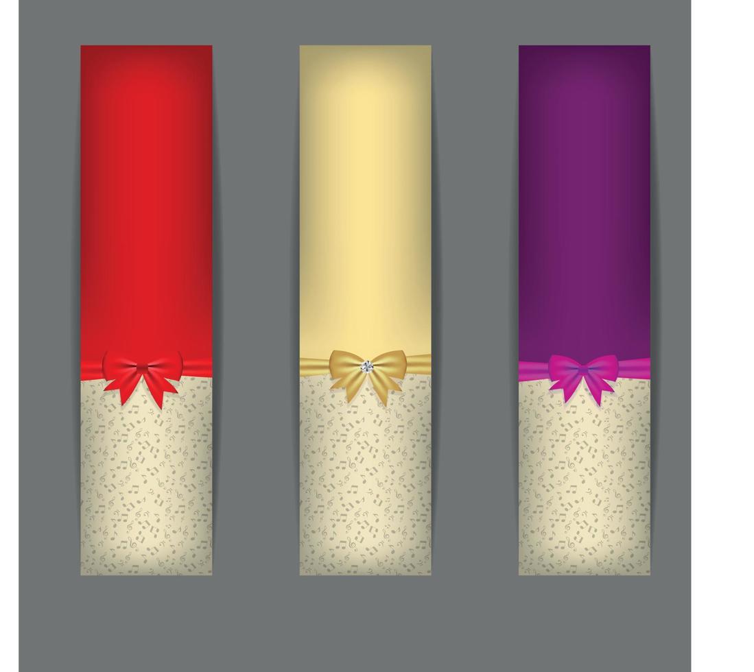 ensemble de trois bannières avec des rubans. illustration vectorielle vecteur