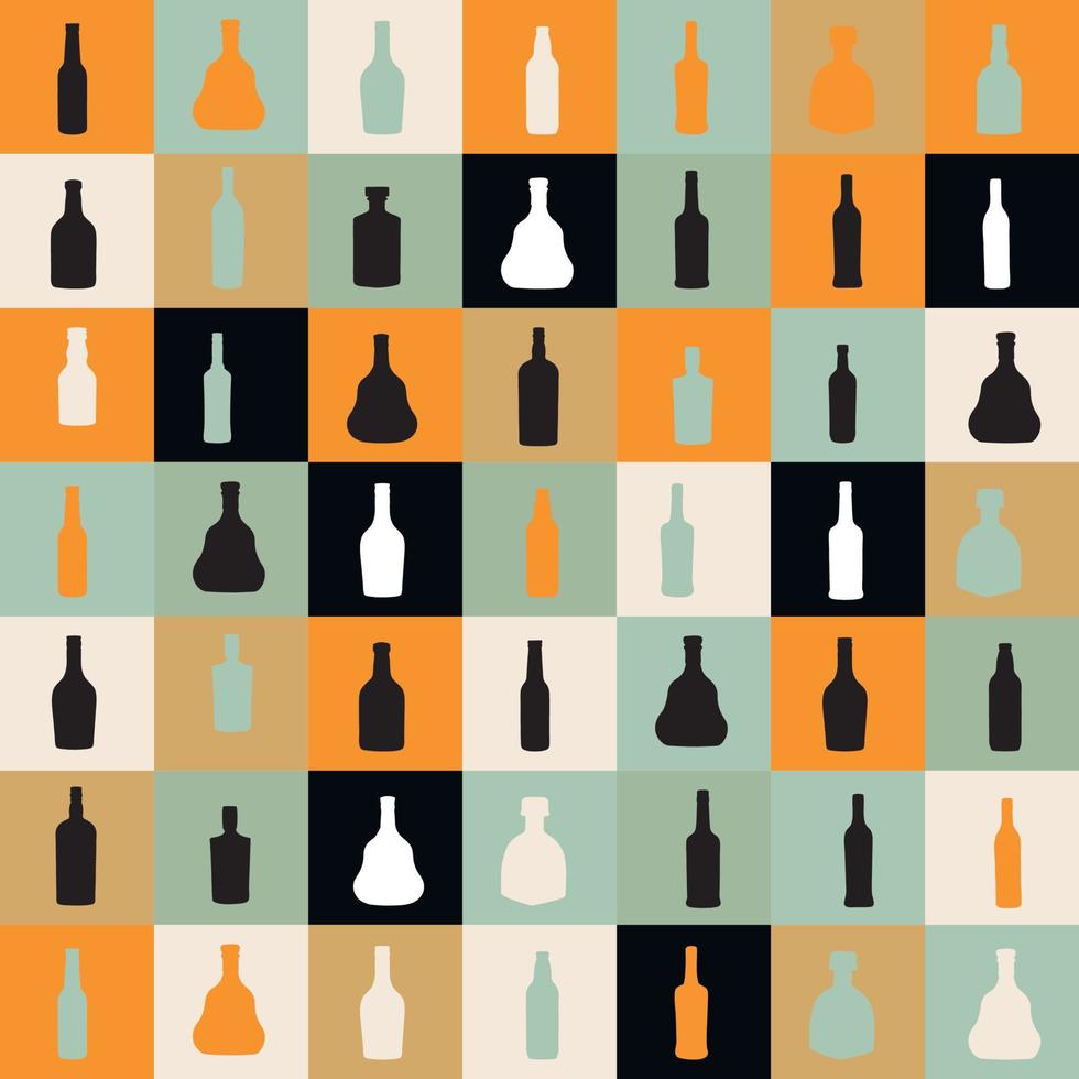 illustration vectorielle modèle sans couture silhouette bouteille d'alcool vecteur