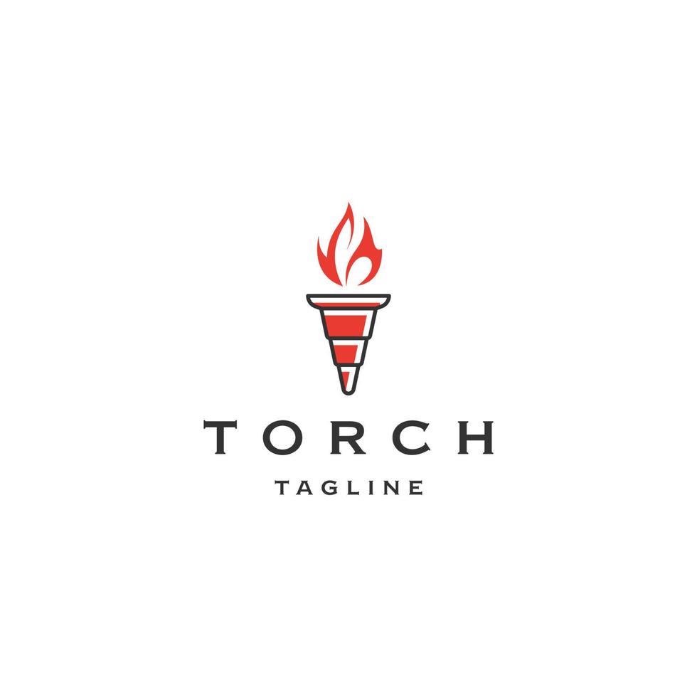 torche lumière feu logo icône modèle de conception vecteur plat