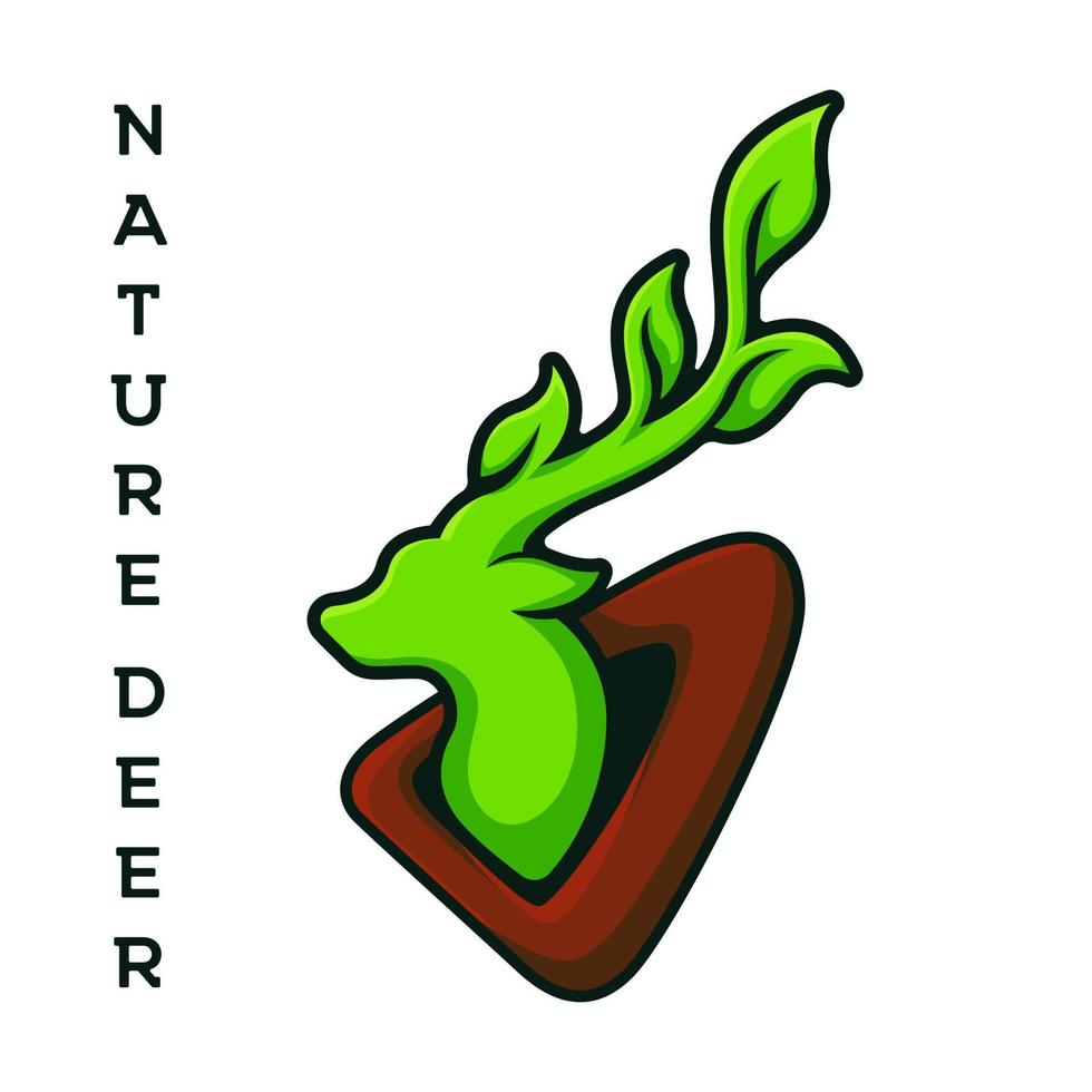 logo abstrait de cerf de nature verte avec des feuilles vecteur