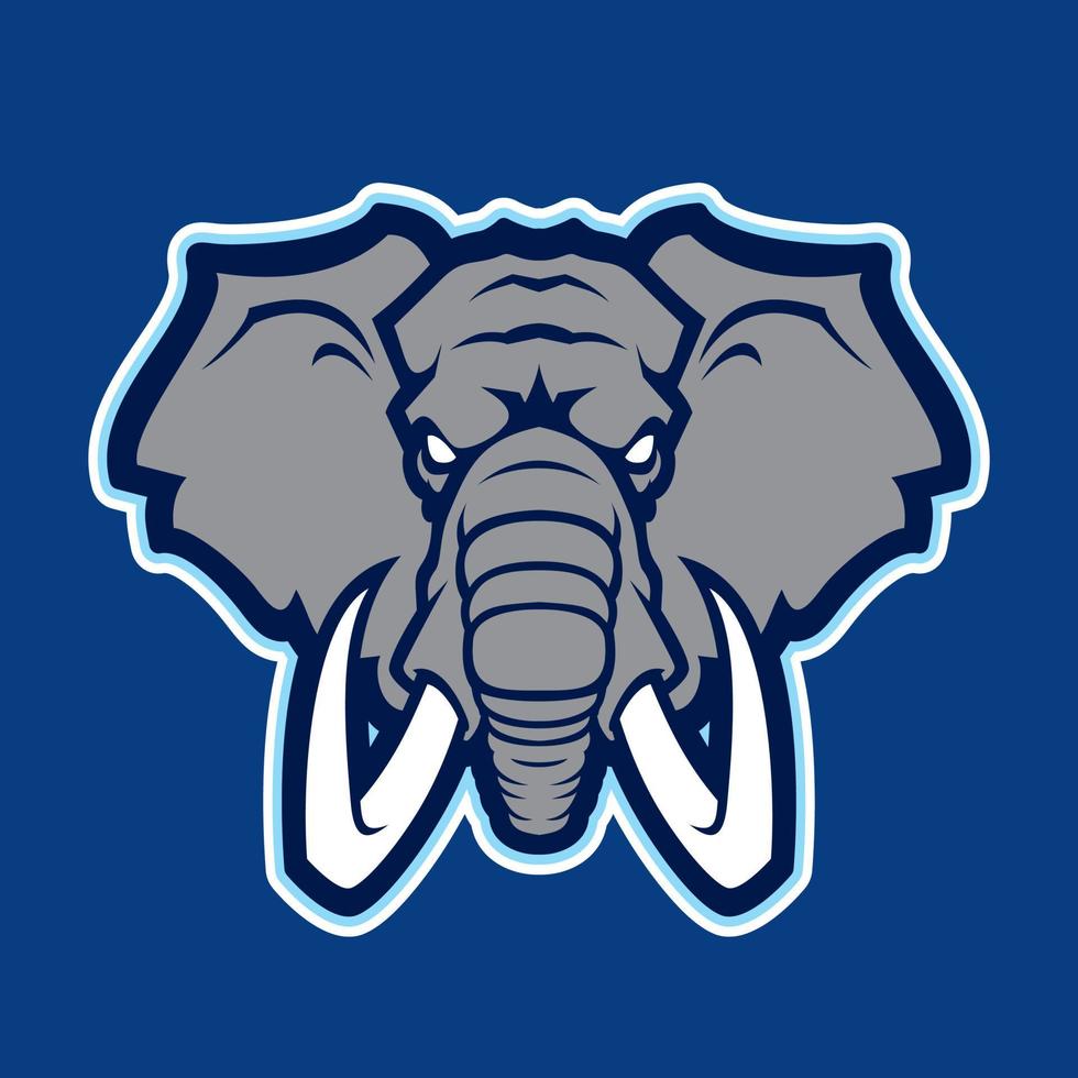 mascotte de vecteur d'éléphant. tête d'éléphant d'afrique. conception d'emblème pour l'équipe sportive.