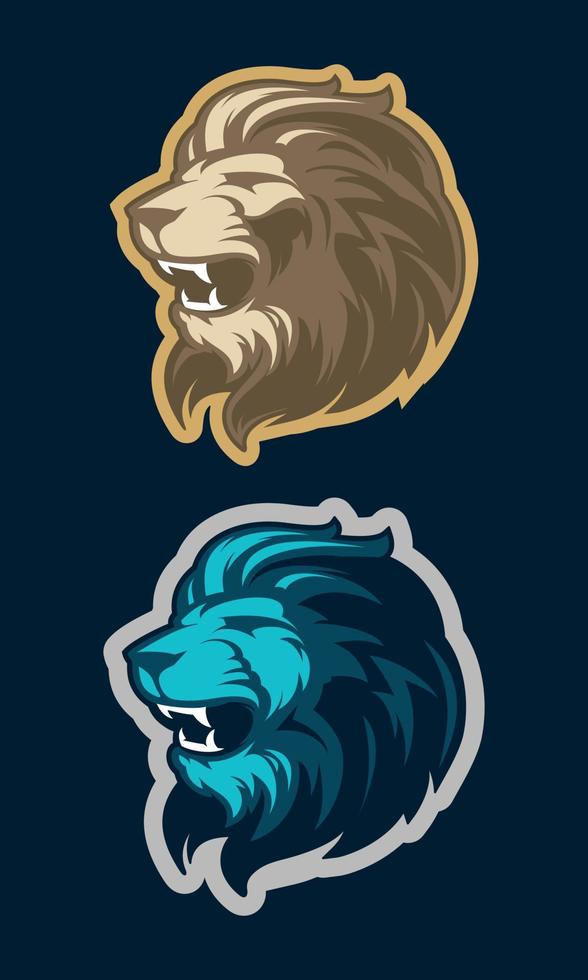 mascotte de tête de lion rugissant. idéal pour les logos sportifs et les mascottes d'équipe. vecteur