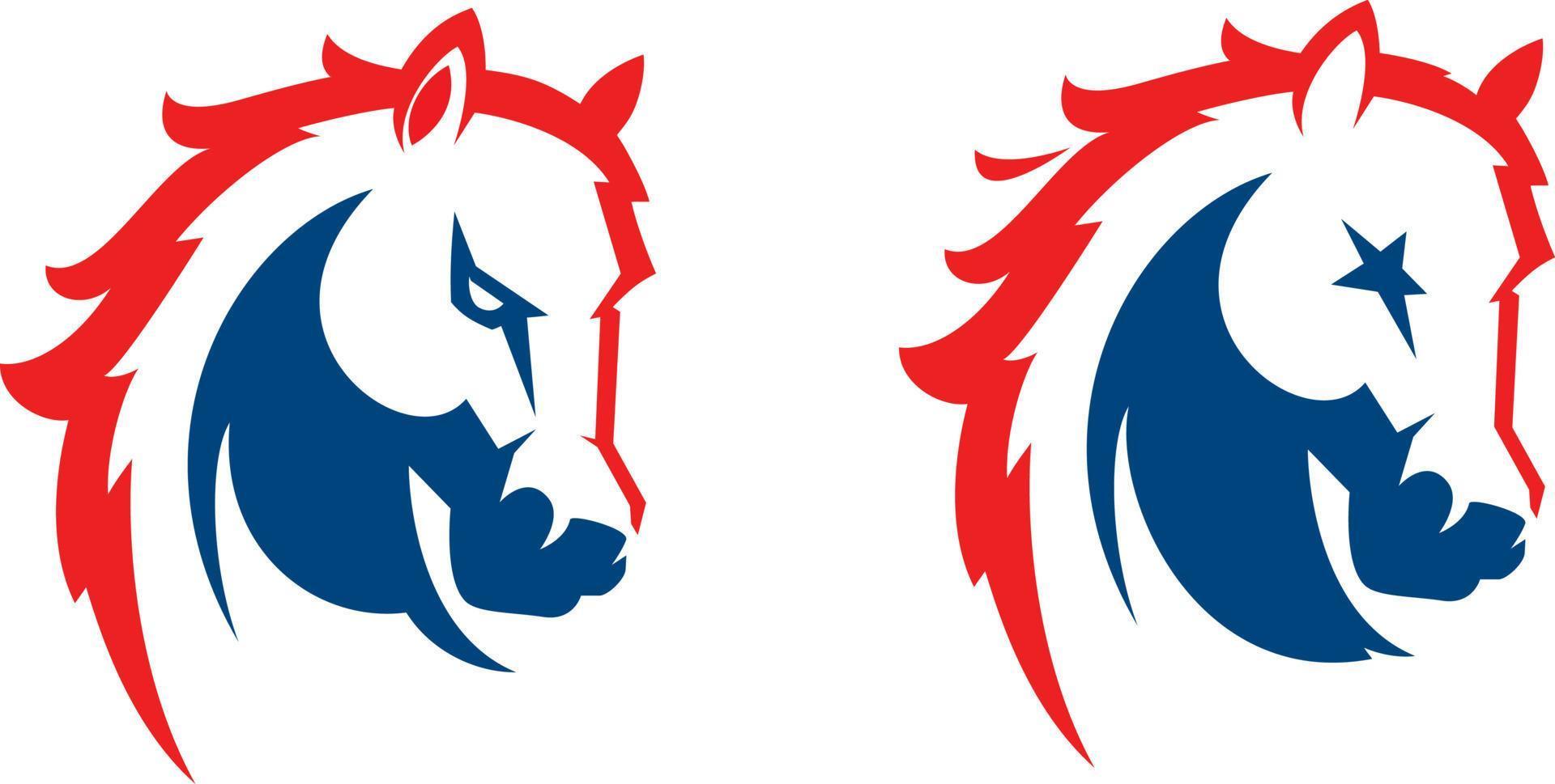 mascotte sportive mustang. logo tête de cheval. étiquette. emblème vecteur