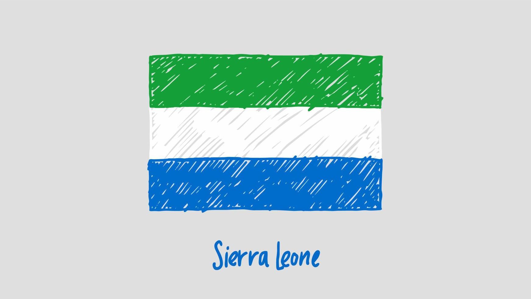 marqueur de drapeau de la sierra leone ou vecteur d'illustration de croquis au crayon