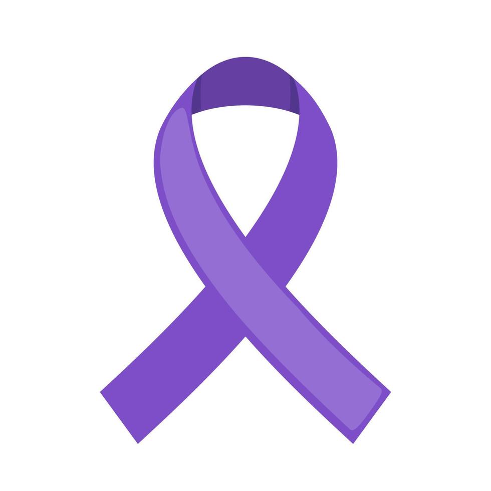 icône de ruban violet dans un style plat isolé sur fond blanc. symbole du mois de sensibilisation à la démence. La maladie d'Alzheimer. illustration vectorielle. concept médical de soins de santé. vecteur