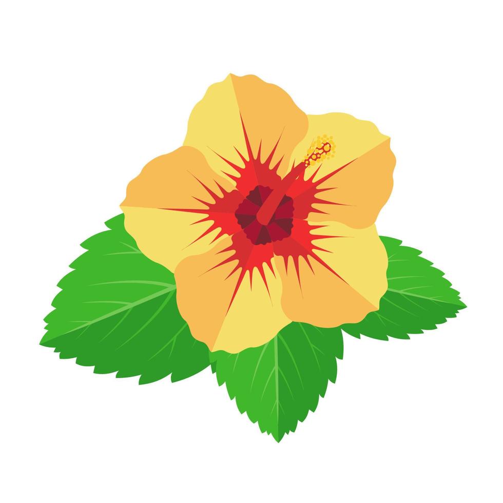 icône de fleur d'hibiscus dans un style plat isolé sur fond blanc. plante médicinale ayurvédique. fleur exotique tropicale. illustration vectorielle. vecteur