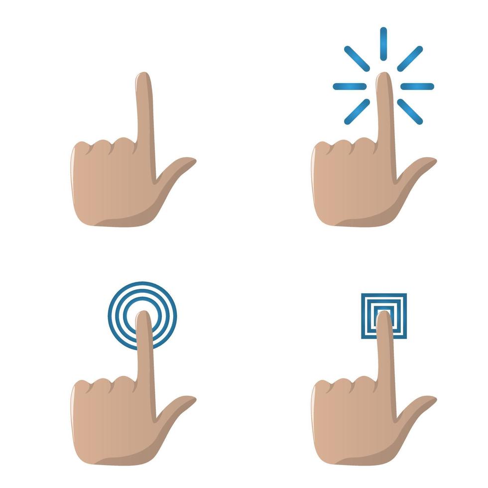 ensemble d'illustration vectorielle d'icône de dessin animé 3d - touchez ou cliquez sur la conception de vecteur de stock d'icône. conception d'icône de pointage de main 3d