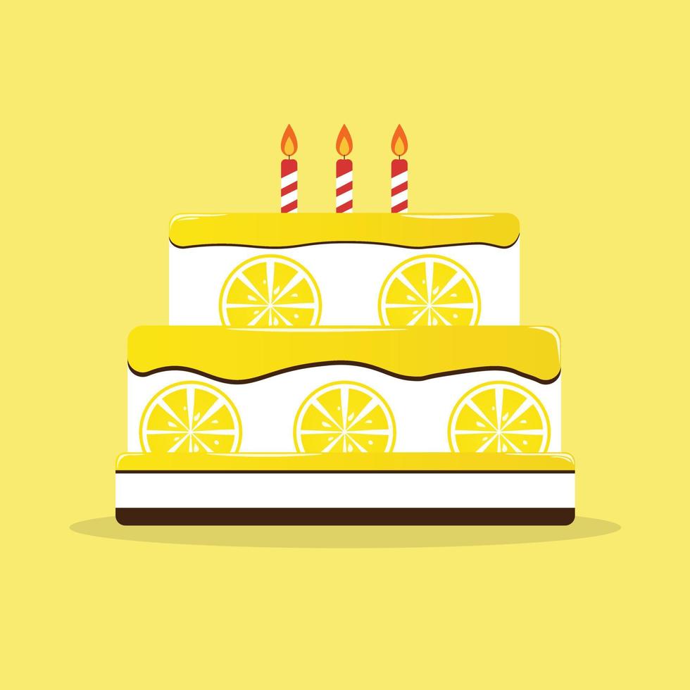 gâteau d'anniversaire au citron et bougies illustration vectorielle isolée vecteur