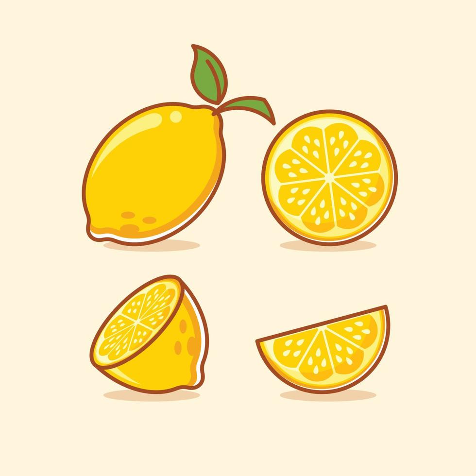 citron jaune dessin animé citron est un fruit riche en vitamine c vecteur