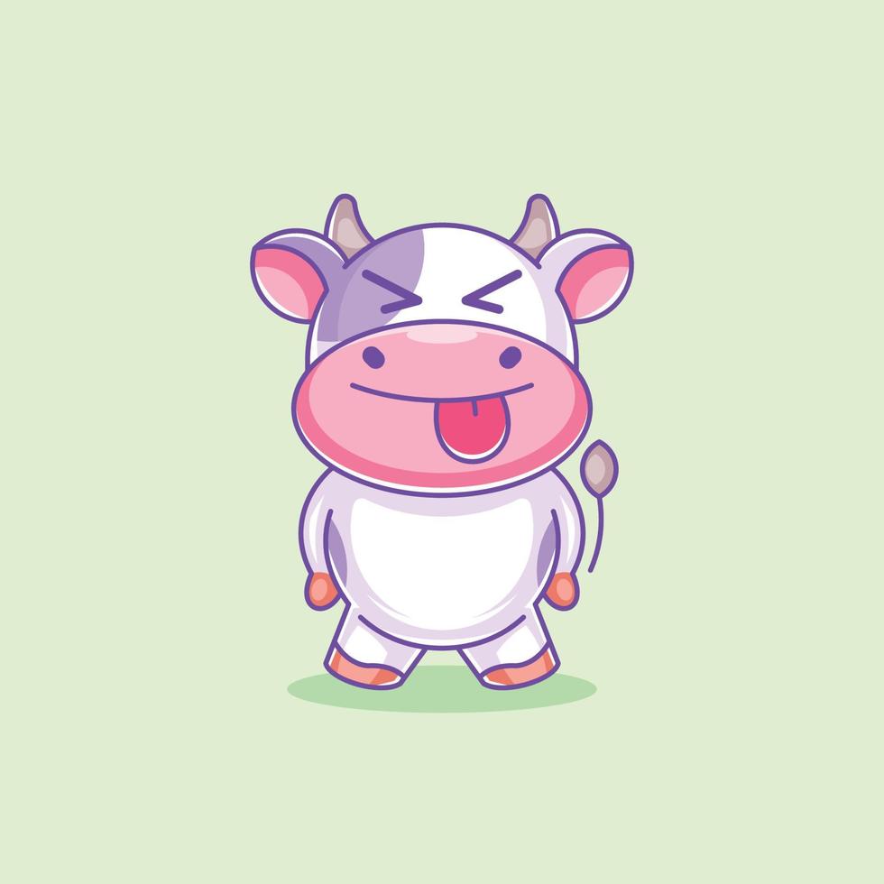 dessin animé de vache mignonne qui tire la langue vecteur