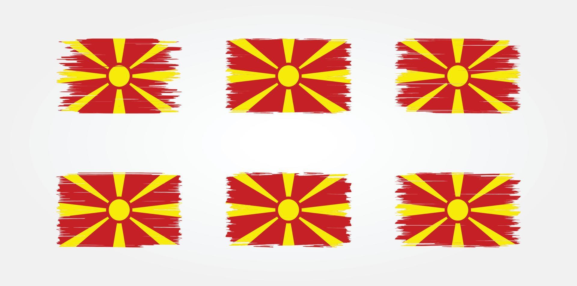 collection de pinceaux de drapeau de macédoine du nord. drapeau national vecteur
