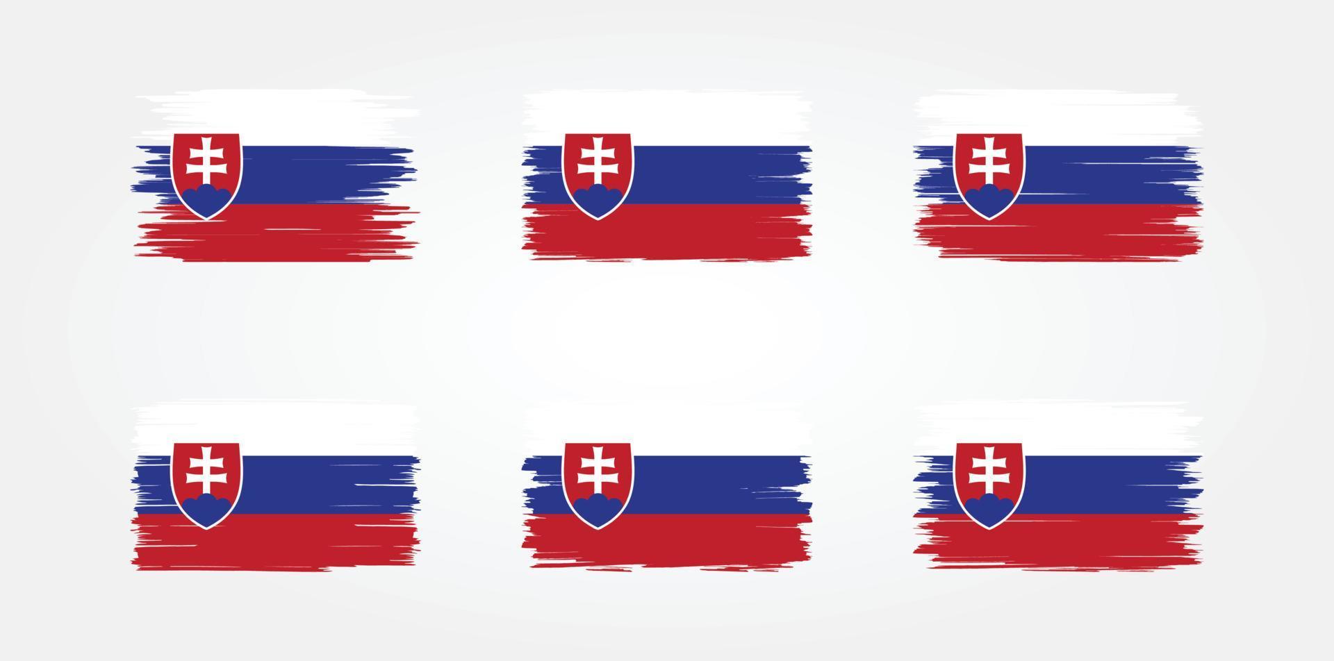 collection de pinceaux drapeau slovaquie. drapeau national vecteur