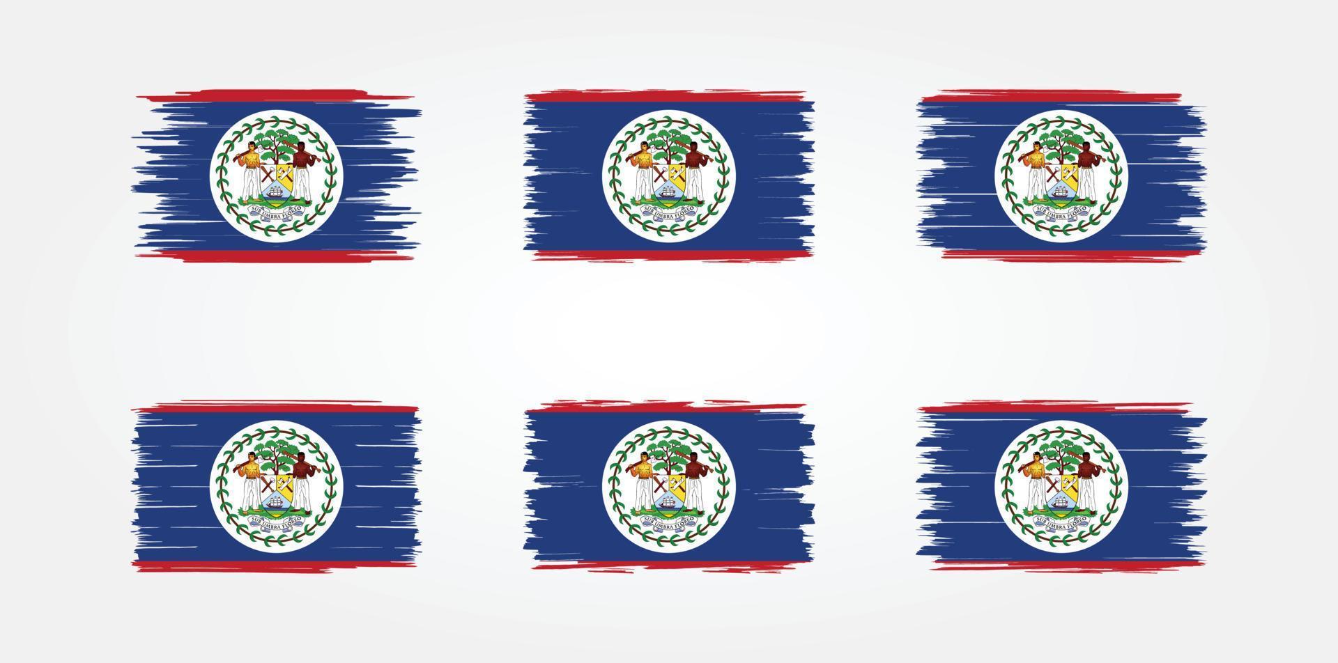 collection de pinceaux de drapeau du belize. drapeau national vecteur