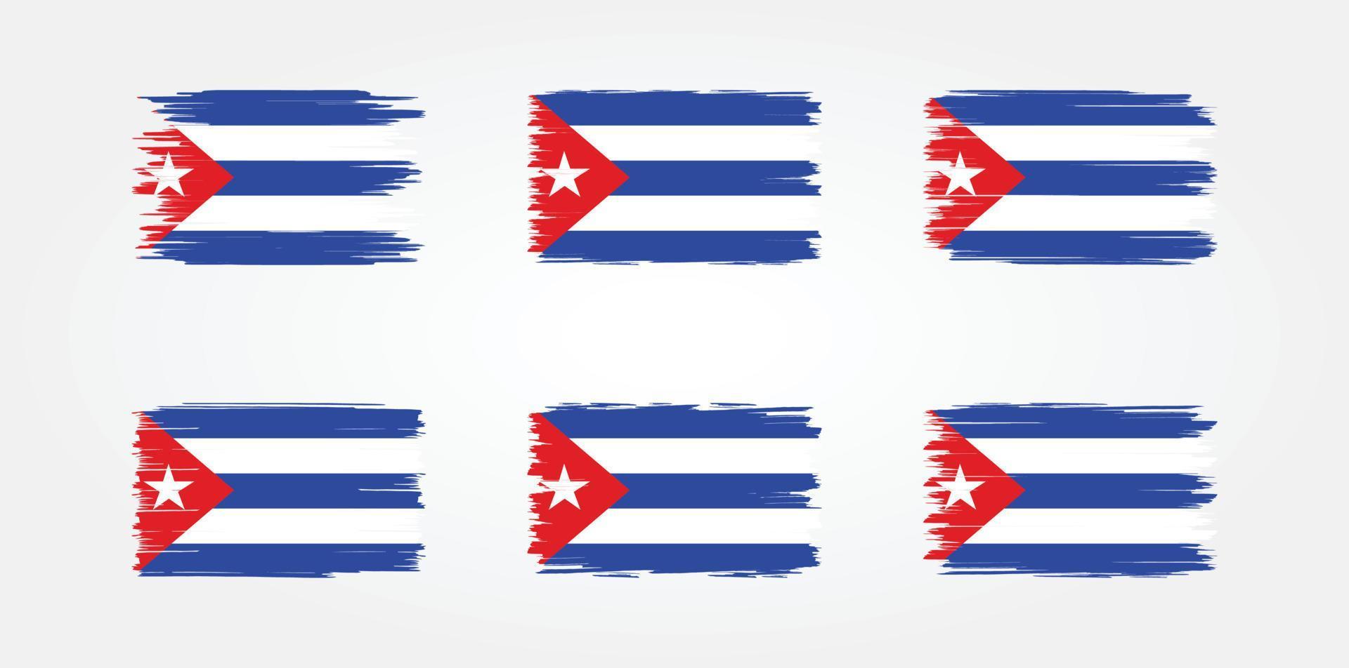 collection de pinceaux de drapeau cuba. drapeau national vecteur