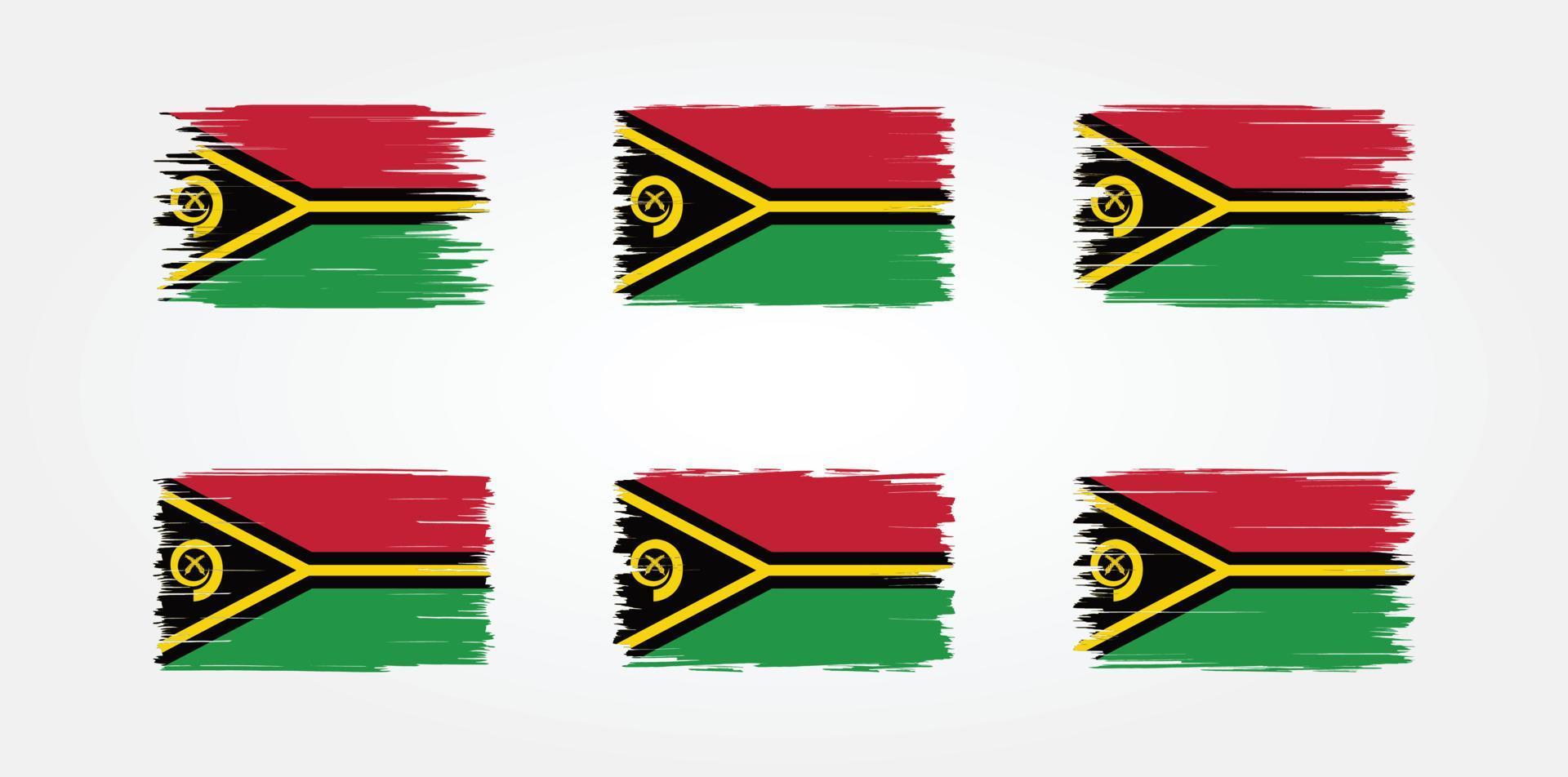 collection de pinceaux de drapeau du vanuatu. drapeau national vecteur