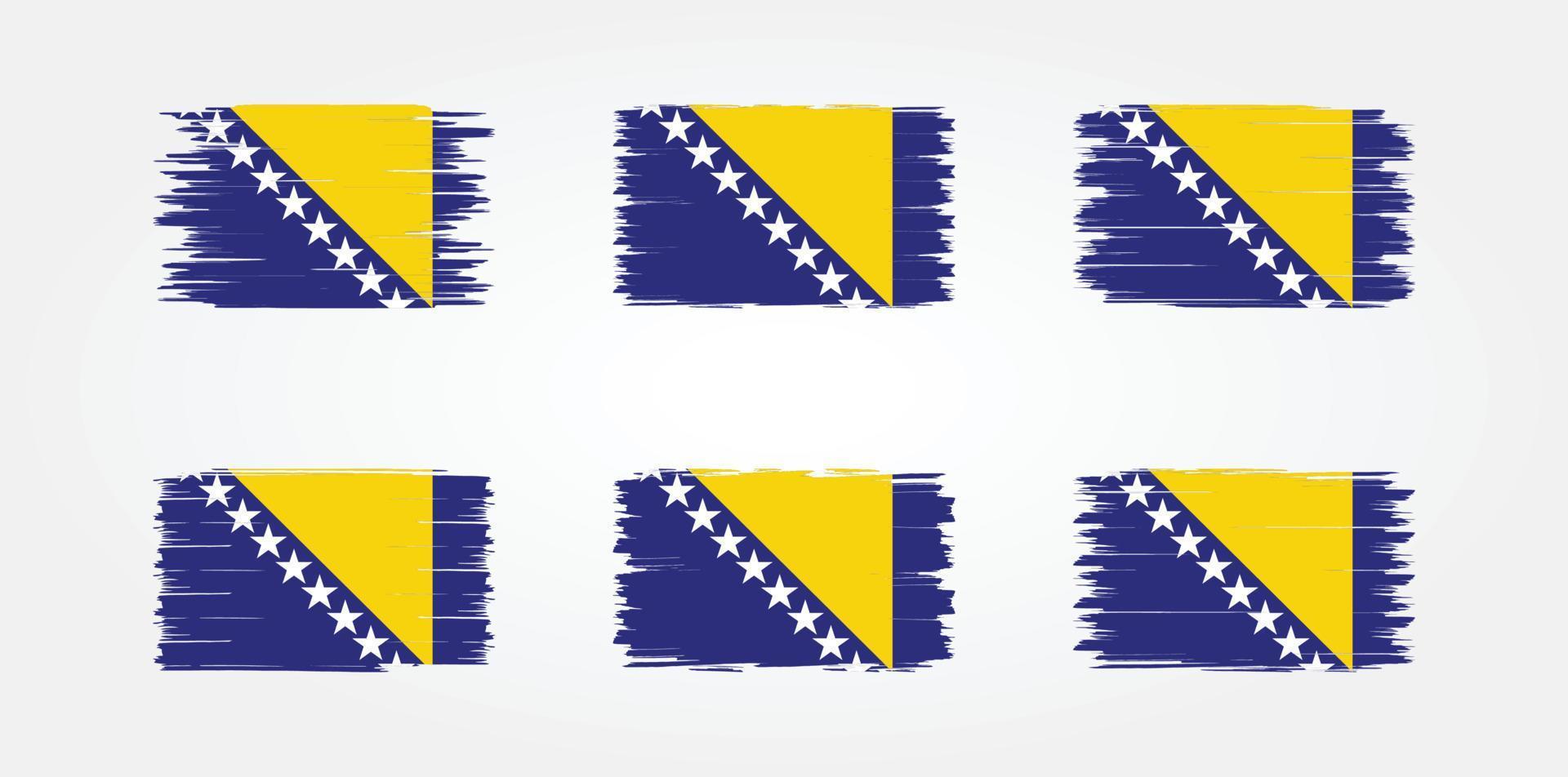 collection de pinceaux de drapeau de bosnie-herzégovine. drapeau national vecteur