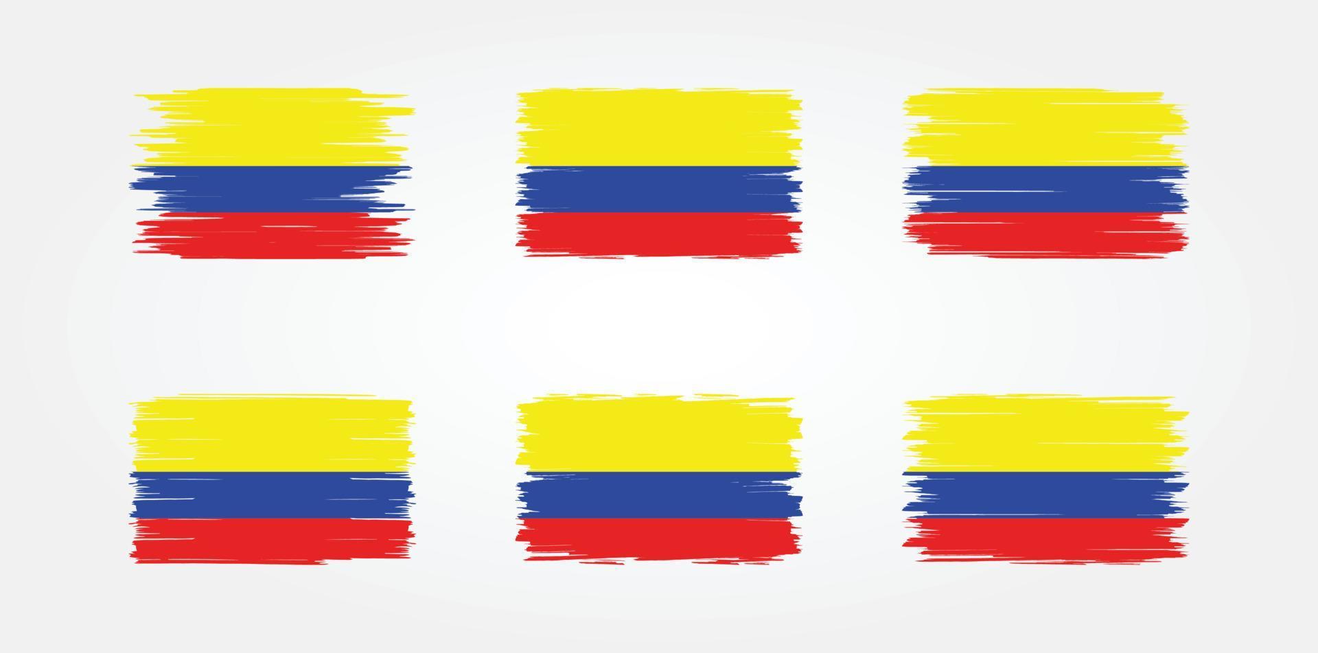 collection de pinceaux de drapeau colombien. drapeau national vecteur