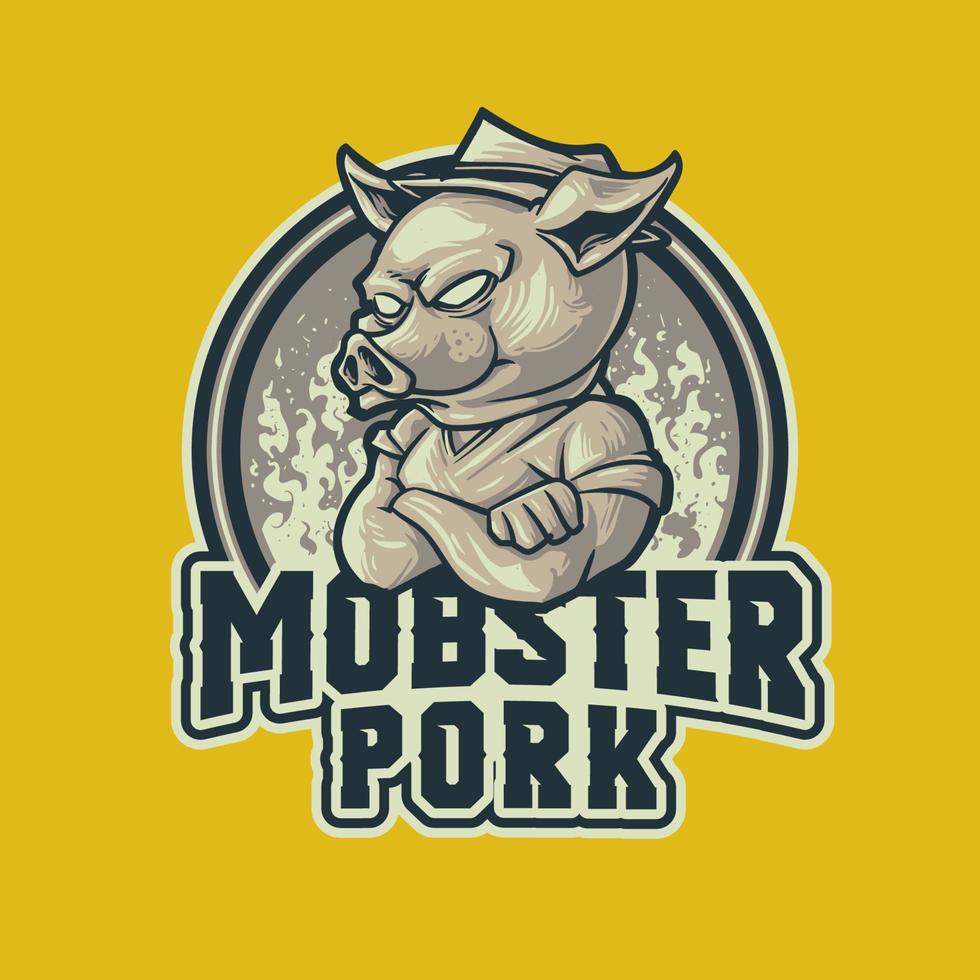 logo de mascotte de porc gangster pour esport vecteur