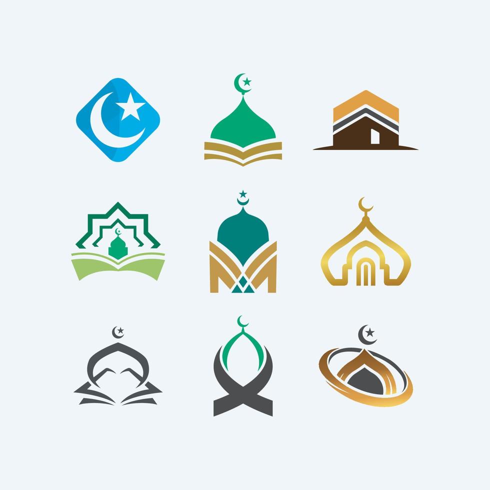 conceptions de symboles de collection de logos islamiques pour les entreprises vecteur