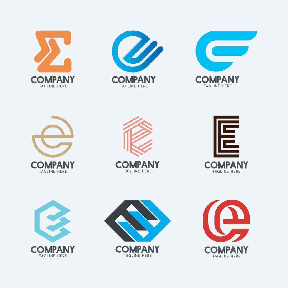 création de logo lettre e minimale créative 2. logotype d'entreprise premium. vecteur
