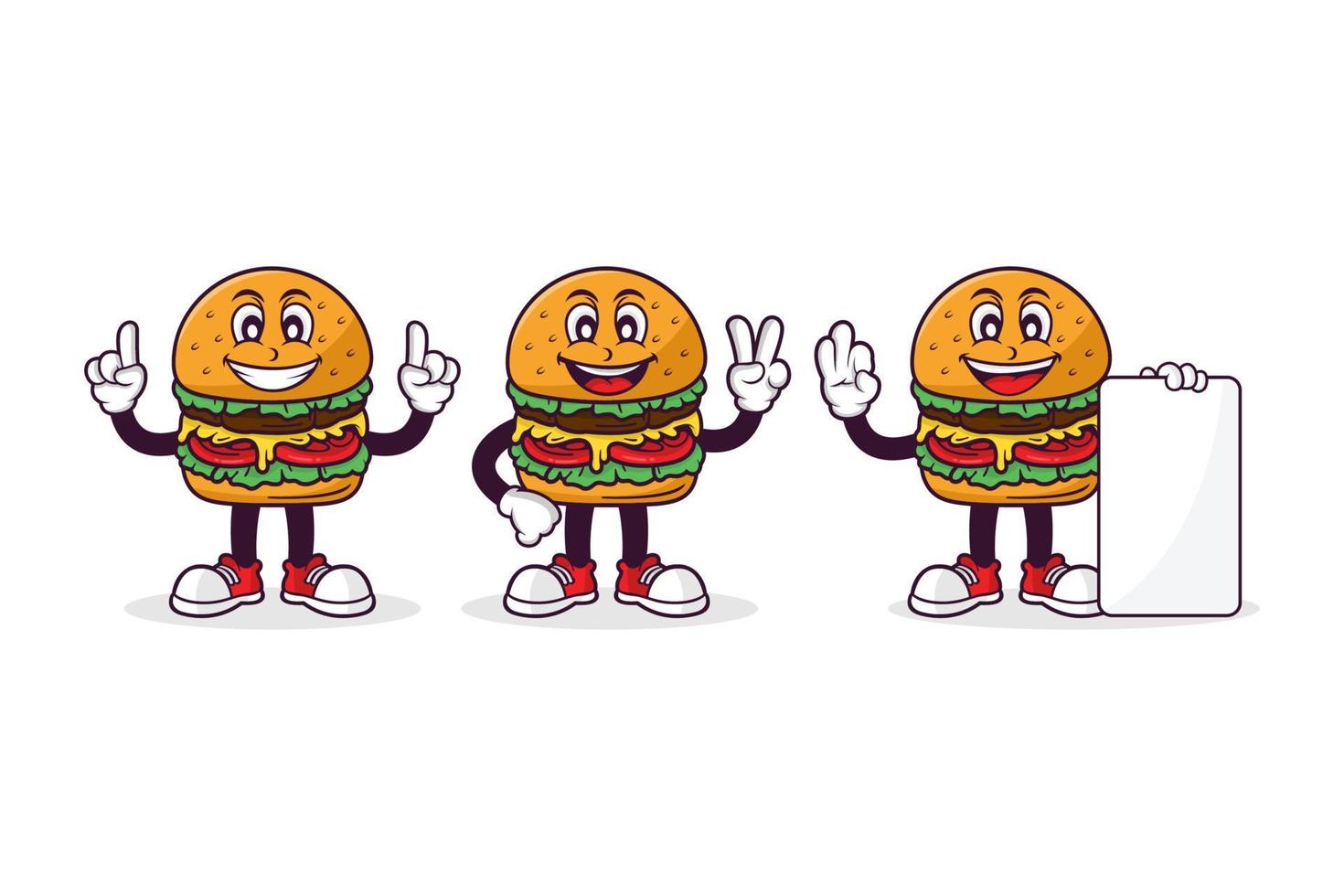 collection de conception de vecteur de personnage de dessin animé burger