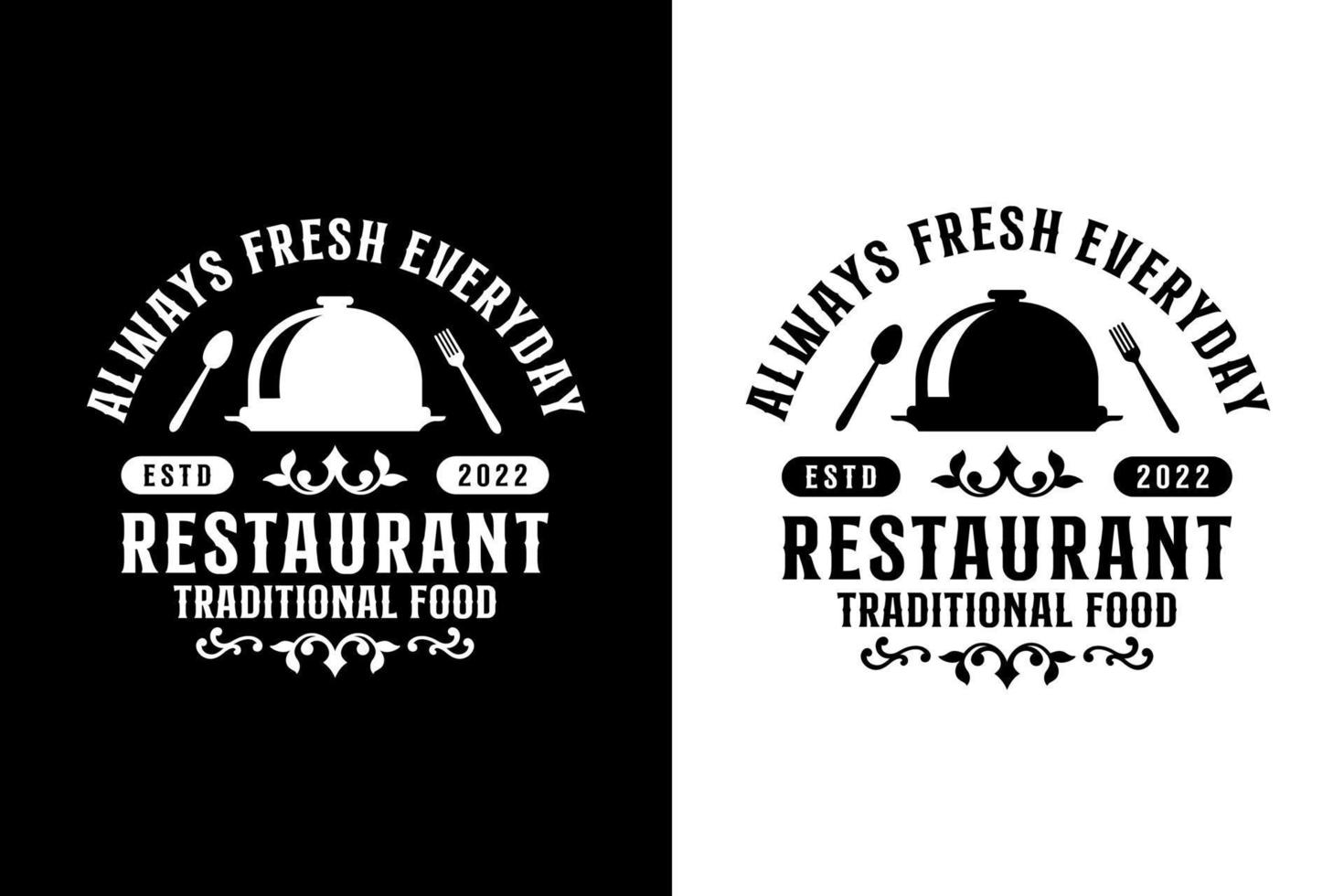 restaurant toujours frais logo de conception de plats traditionnels de tous les jours vecteur