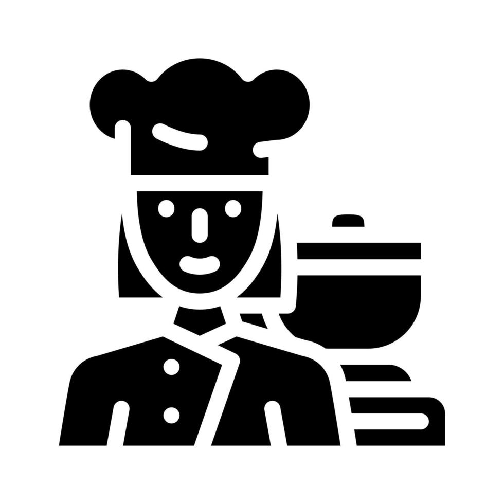 cuisinier, femme, travail, glyphe, icône, vecteur, illustration vecteur