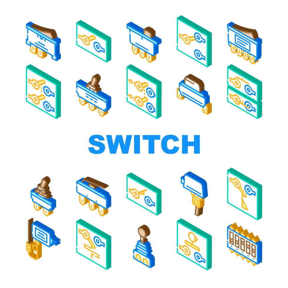 interrupteur électricité accessoire icônes set vector