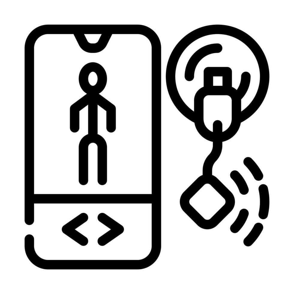 illustration vectorielle de l'icône de la ligne de formation ems de contrôle mobile vecteur