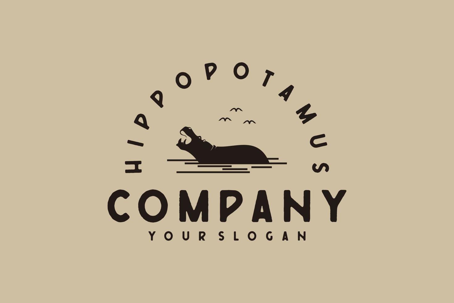 inspiration de conception de logo d'hippopotame vecteur