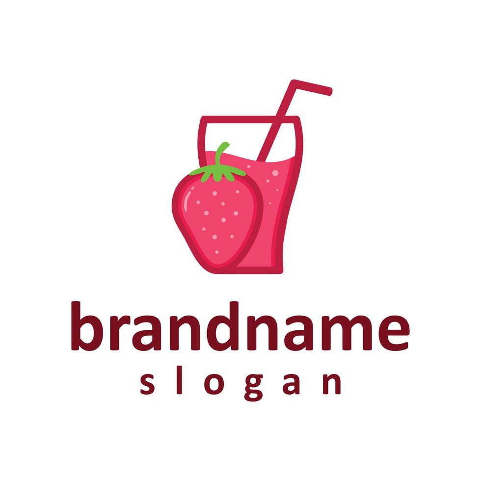 graphique vectoriel du modèle de conception de logo de jus de fraise fraîche