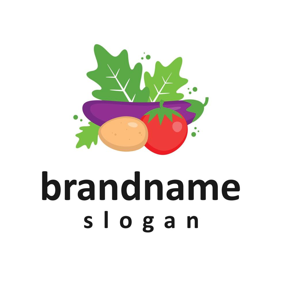 graphique vectoriel du modèle de conception de logo de légumes frais