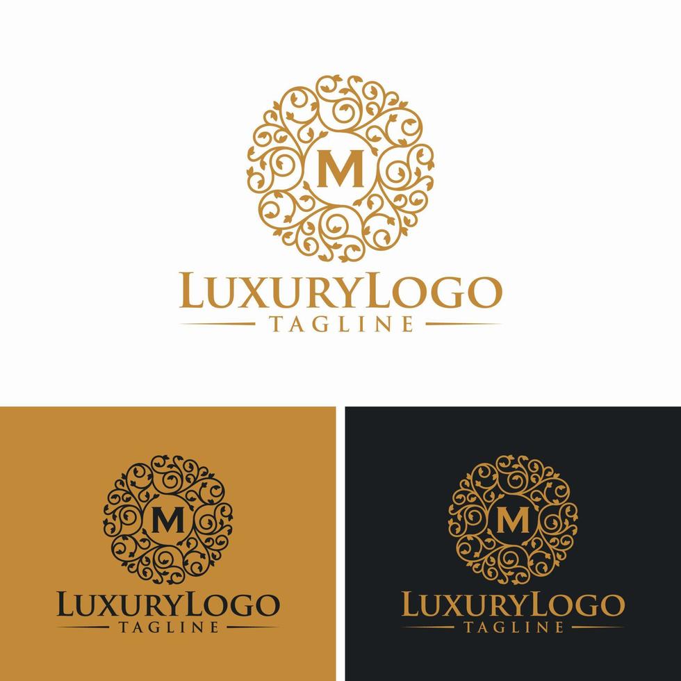 modèle de logo de cercle de luxe héraldique floral en image vectorielle pour restaurant, royauté, boutique, café, hôtel, bijoux, mode et autres illustrations vectorielles vecteur