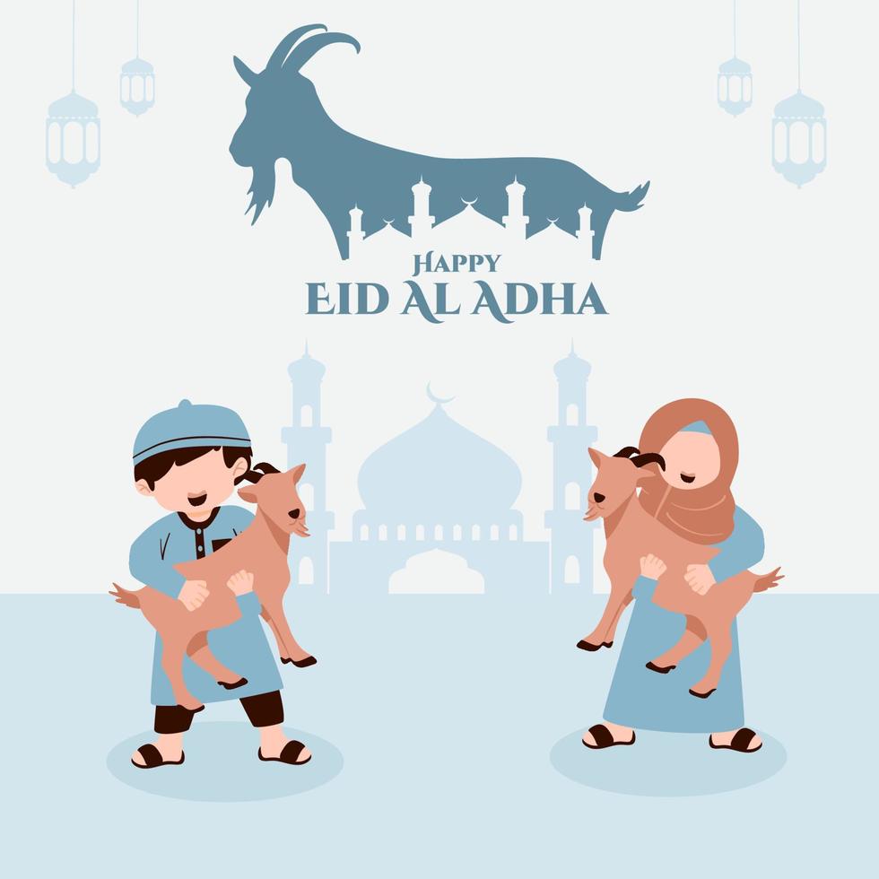 joyeux eid al adha enfant musulman vecteur